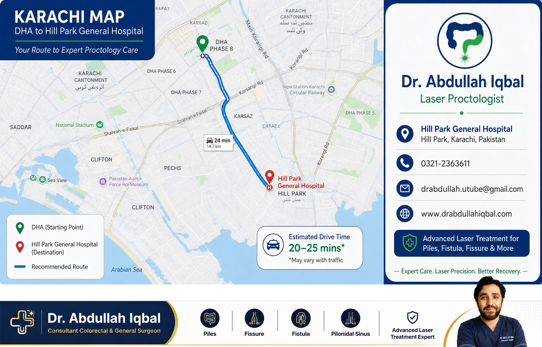 Piles doctor in DHA Karachi — Dr. Abdullah Iqbal
