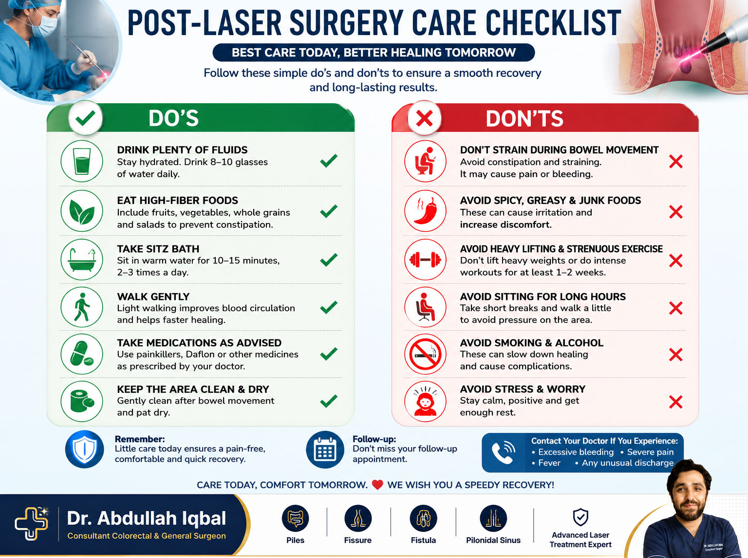 Post laser surgery care checklist — do's and don'ts